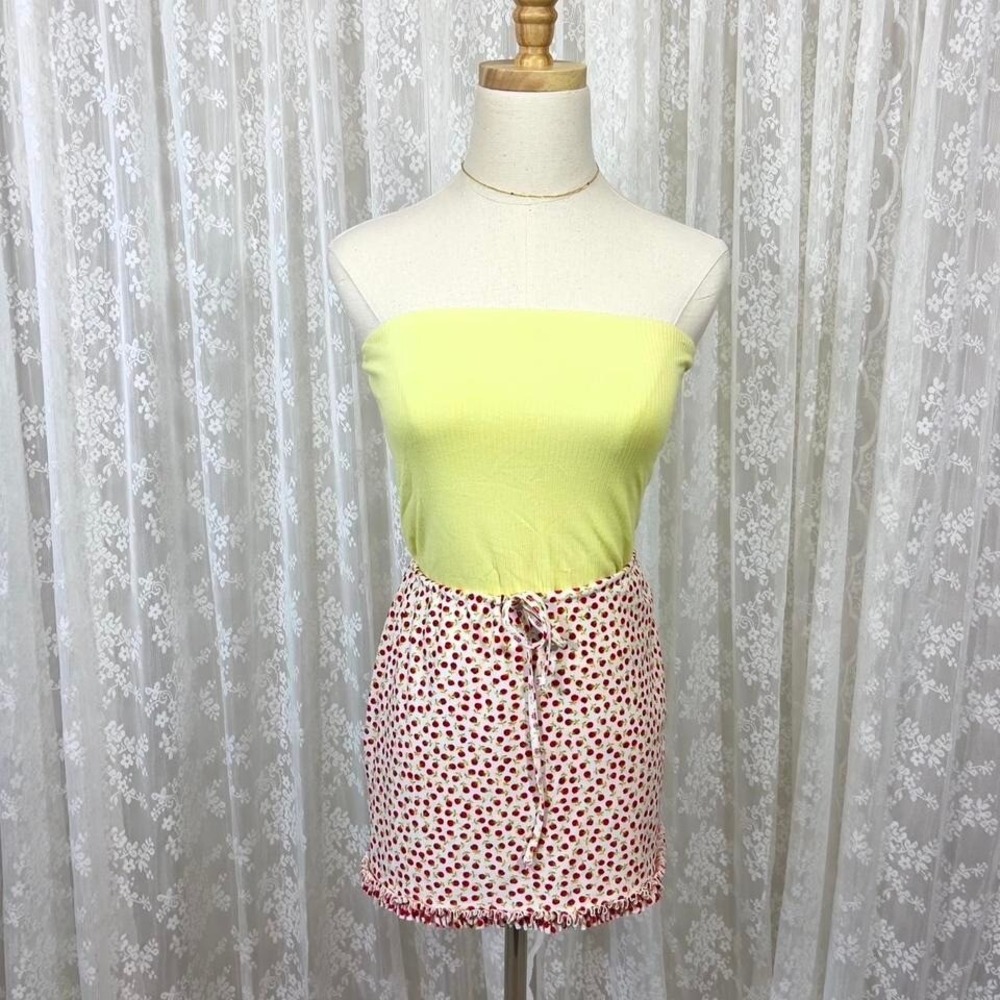 Vintage Floral Rose Mini Swim Skirt‎ Women's S Modest Coverup Coquette Cottage
